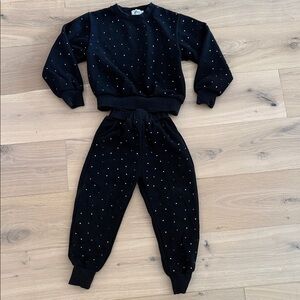 Lola & the boys Black jeweled sweater with matching sweatpants